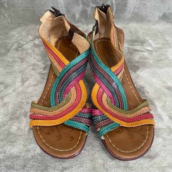 Indios by Impucaiza Colorful Gladiator Wedge Sandals Size - Picture 1 of 12